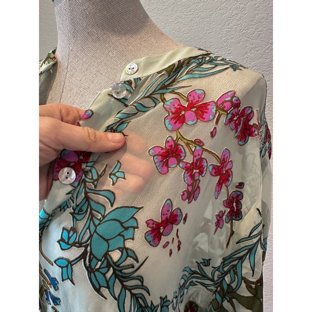 Soft Surroundings Floral Burnout Velvet Sheer Blouse XL Boho - Picture 11 of 11